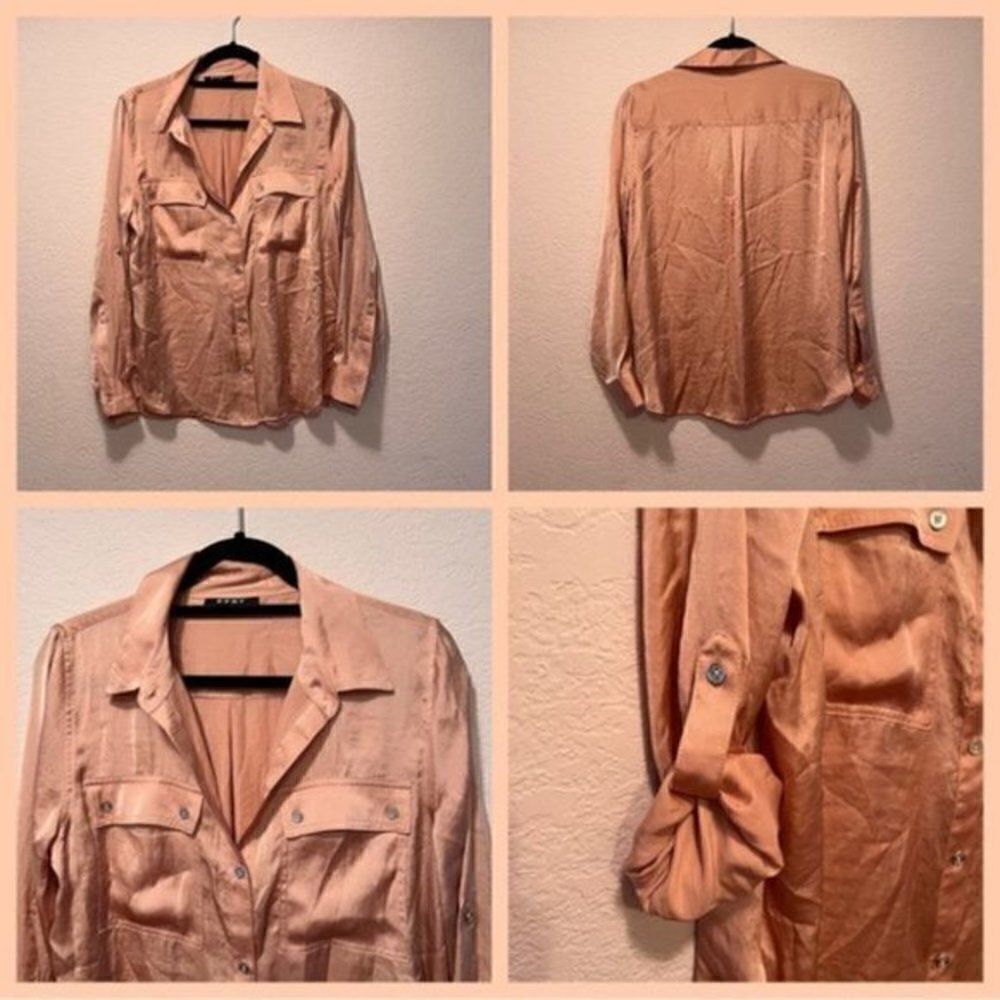 *30off3* NWOT. DKNY Button Down Blouse. Medium. Peach color. - Picture 2 of 7